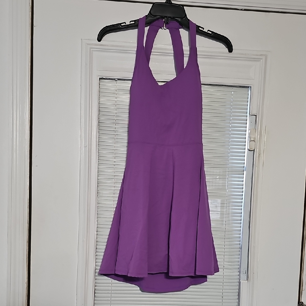 Purple Halter Skater Dress - Women's